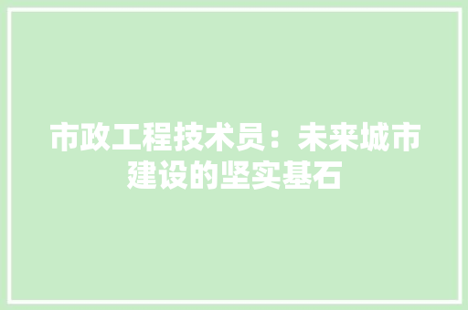 市政工程技术员：未来城市建设的坚实基石 中式风格装饰