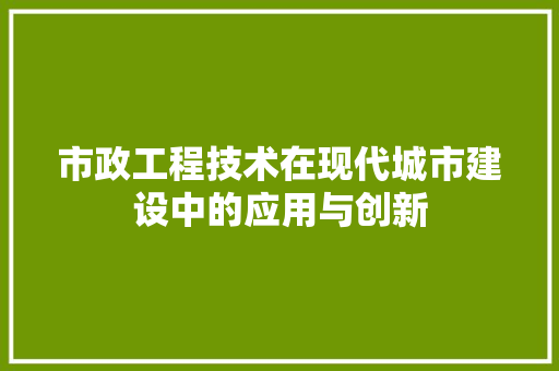 市政工程技术在现代城市建设中的应用与创新 中式风格装饰