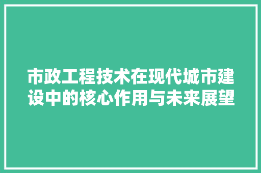 市政工程技术在现代城市建设中的核心作用与未来展望