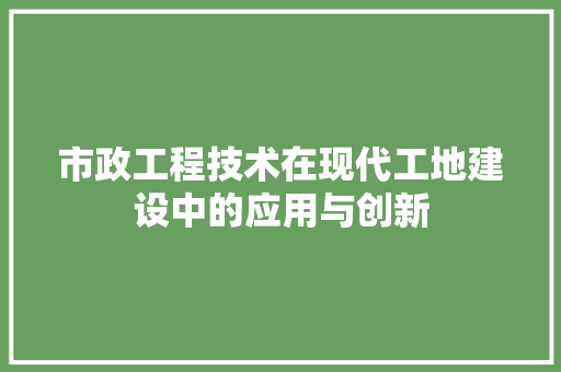 市政工程技术在现代工地建设中的应用与创新 中式风格装饰