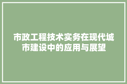 市政工程技术实务在现代城市建设中的应用与展望 中式风格装饰