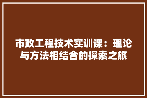 市政工程技术实训课：理论与方法相结合的探索之旅