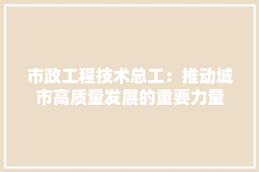 市政工程技术总工：推动城市高质量发展的重要力量 中式风格装饰