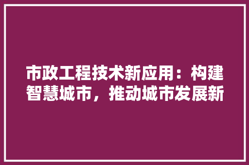 市政工程技术新应用：构建智慧城市，推动城市发展新篇章 中式风格装饰