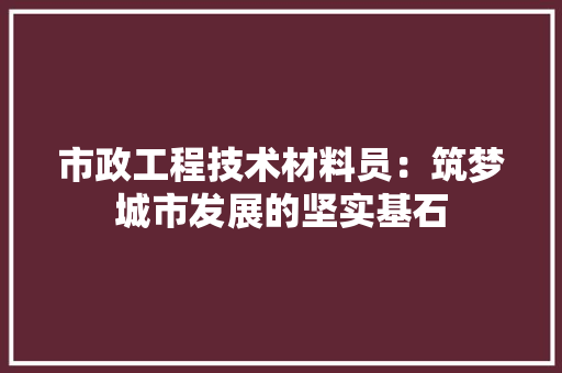 市政工程技术材料员：筑梦城市发展的坚实基石 中式风格装饰