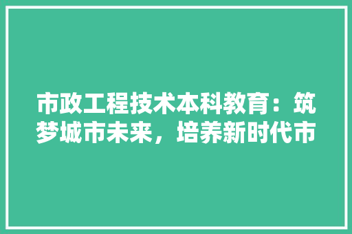 市政工程技术本科教育：筑梦城市未来，培养新时代市政英才 中式风格装饰