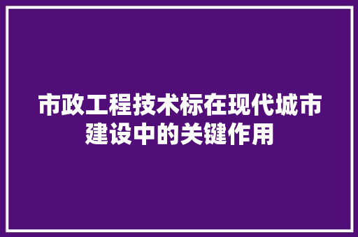 市政工程技术标在现代城市建设中的关键作用 中式风格装饰