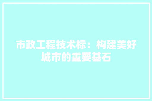 市政工程技术标：构建美好城市的重要基石 中式风格装饰