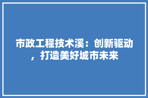 市政工程技术溪：创新驱动，打造美好城市未来 中式风格装饰