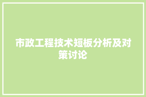 市政工程技术短板分析及对策讨论 中式风格装饰