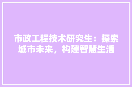 市政工程技术研究生：探索城市未来，构建智慧生活
