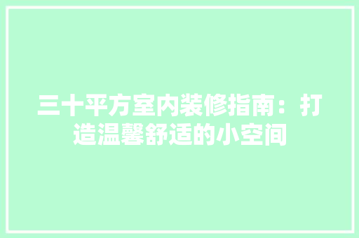 三十平方室内装修指南：打造温馨舒适的小空间 木雕艺术