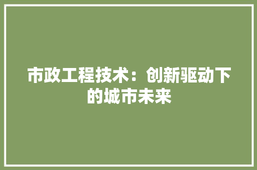 市政工程技术：创新驱动下的城市未来 中式风格装饰