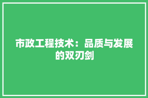 市政工程技术：品质与发展的双刃剑 中式风格装饰