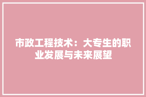 市政工程技术：大专生的职业发展与未来展望 中式风格装饰
