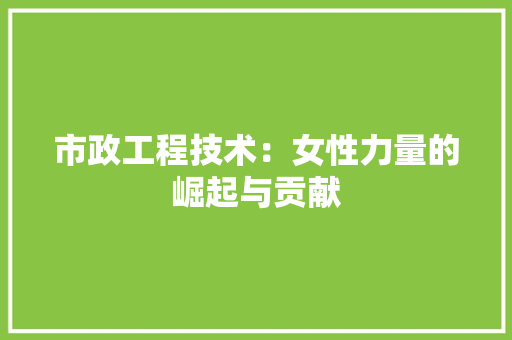 市政工程技术：女性力量的崛起与贡献