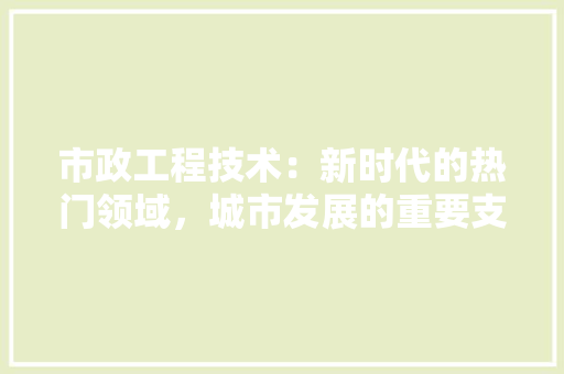 市政工程技术：新时代的热门领域，城市发展的重要支柱