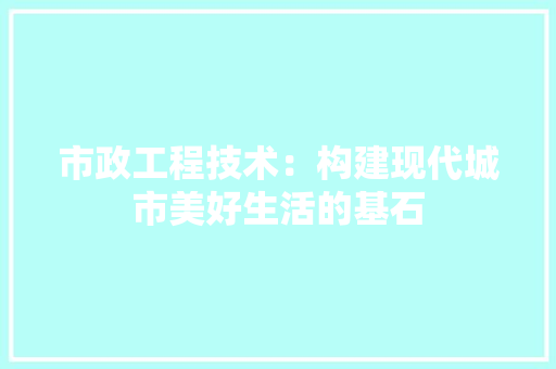 市政工程技术：构建现代城市美好生活的基石 中式风格装饰