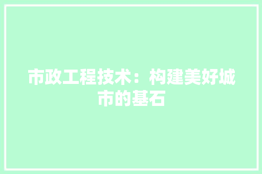 市政工程技术：构建美好城市的基石 中式风格装饰