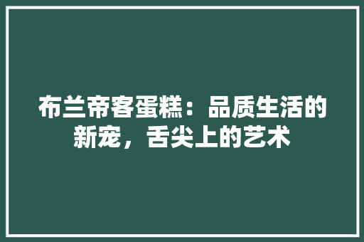 布兰帝客蛋糕：品质生活的新宠，舌尖上的艺术 中式风格装饰