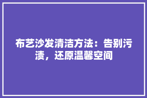 布艺沙发清洁方法：告别污渍，还原温馨空间