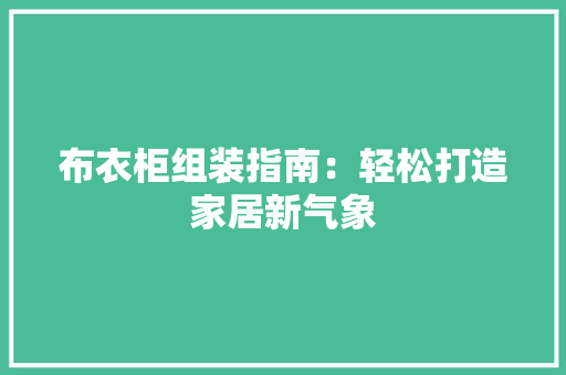 布衣柜组装指南：轻松打造家居新气象 中式风格装饰