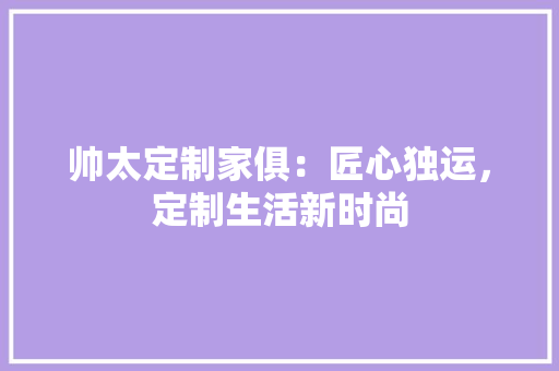 帅太定制家俱：匠心独运，定制生活新时尚 中式风格装饰
