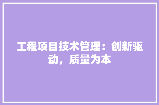 工程项目技术管理：创新驱动，质量为本 中式风格装饰