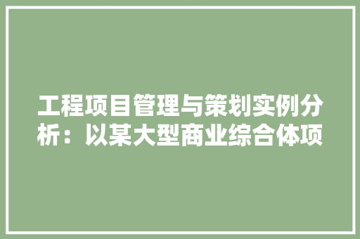工程项目管理与策划实例分析：以某大型商业综合体项目为例 中式风格装饰