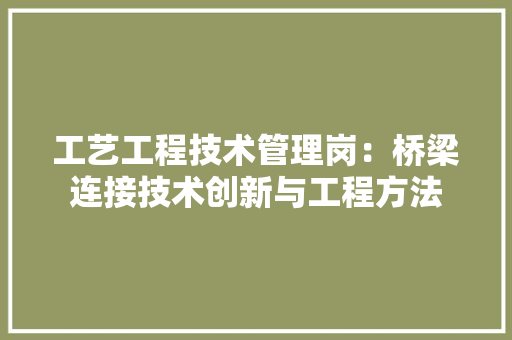 工艺工程技术管理岗：桥梁连接技术创新与工程方法 中式风格装饰