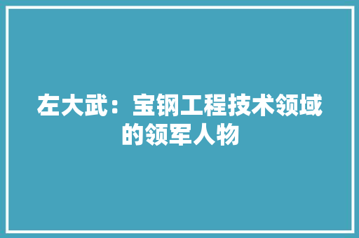 左大武：宝钢工程技术领域的领军人物 中式风格装饰