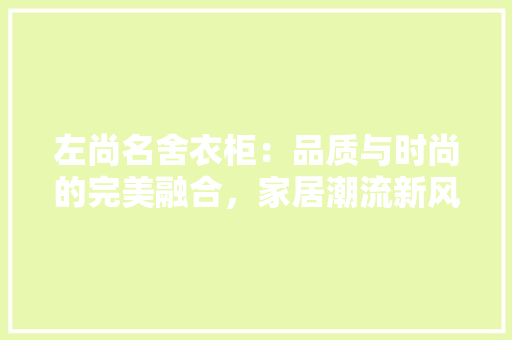 左尚名舍衣柜：品质与时尚的完美融合，家居潮流新风尚 中式风格装饰