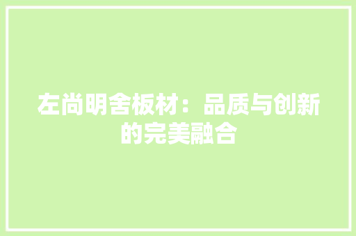 左尚明舍板材：品质与创新的完美融合 中式风格装饰