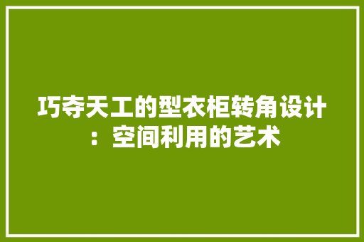 巧夺天工的型衣柜转角设计：空间利用的艺术 中式风格装饰
