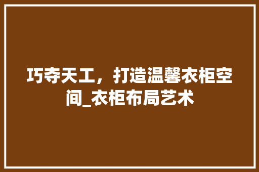 巧夺天工，打造温馨衣柜空间_衣柜布局艺术