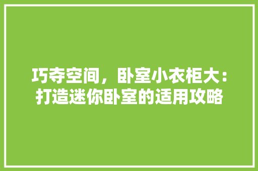 巧夺空间，卧室小衣柜大：打造迷你卧室的适用攻略 中式风格装饰