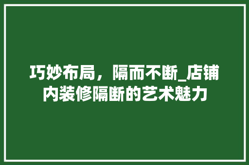 巧妙布局，隔而不断_店铺内装修隔断的艺术魅力 中式风格装饰