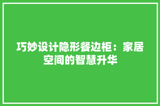 巧妙设计隐形餐边柜：家居空间的智慧升华 中式风格装饰