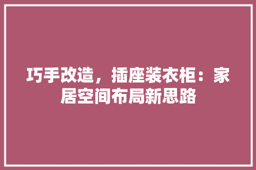 巧手改造，插座装衣柜：家居空间布局新思路