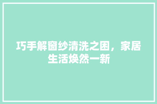 巧手解窗纱清洗之困，家居生活焕然一新 中式风格装饰
