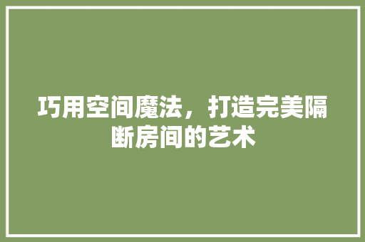 巧用空间魔法，打造完美隔断房间的艺术 中式风格装饰