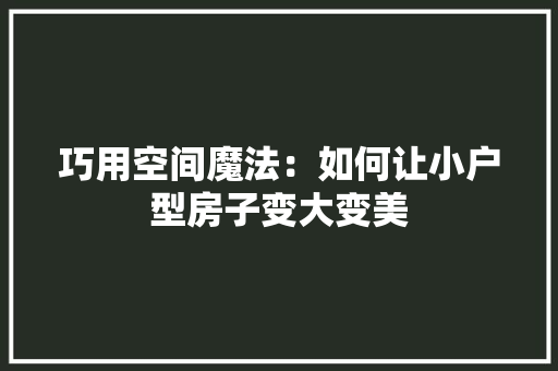 巧用空间魔法：如何让小户型房子变大变美 中式风格装饰