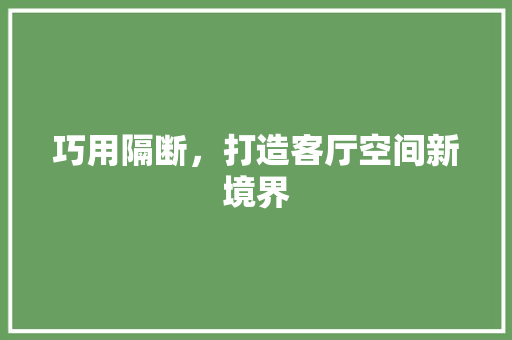 巧用隔断，打造客厅空间新境界