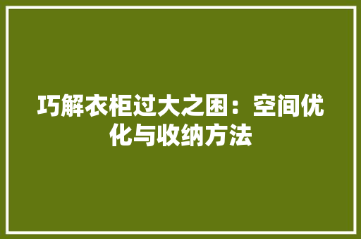 巧解衣柜过大之困：空间优化与收纳方法 中式风格装饰