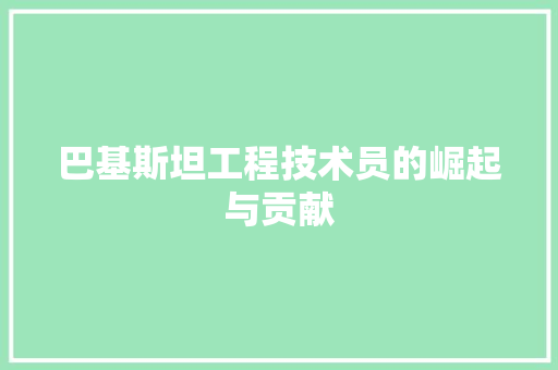 巴基斯坦工程技术员的崛起与贡献 中式风格装饰