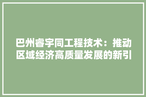 巴州睿宇同工程技术：推动区域经济高质量发展的新引擎 中式风格装饰