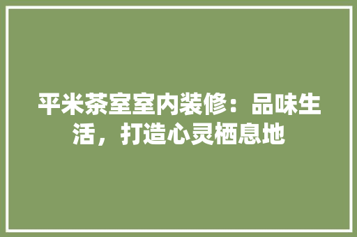 平米茶室室内装修：品味生活，打造心灵栖息地 中式风格装饰