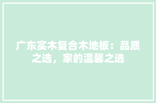 广东实木复合木地板：品质之选，家的温馨之选 中式风格装饰