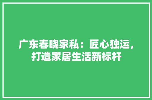 广东春晓家私：匠心独运，打造家居生活新标杆