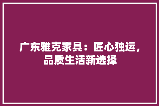 广东雅克家具：匠心独运，品质生活新选择 中式风格装饰